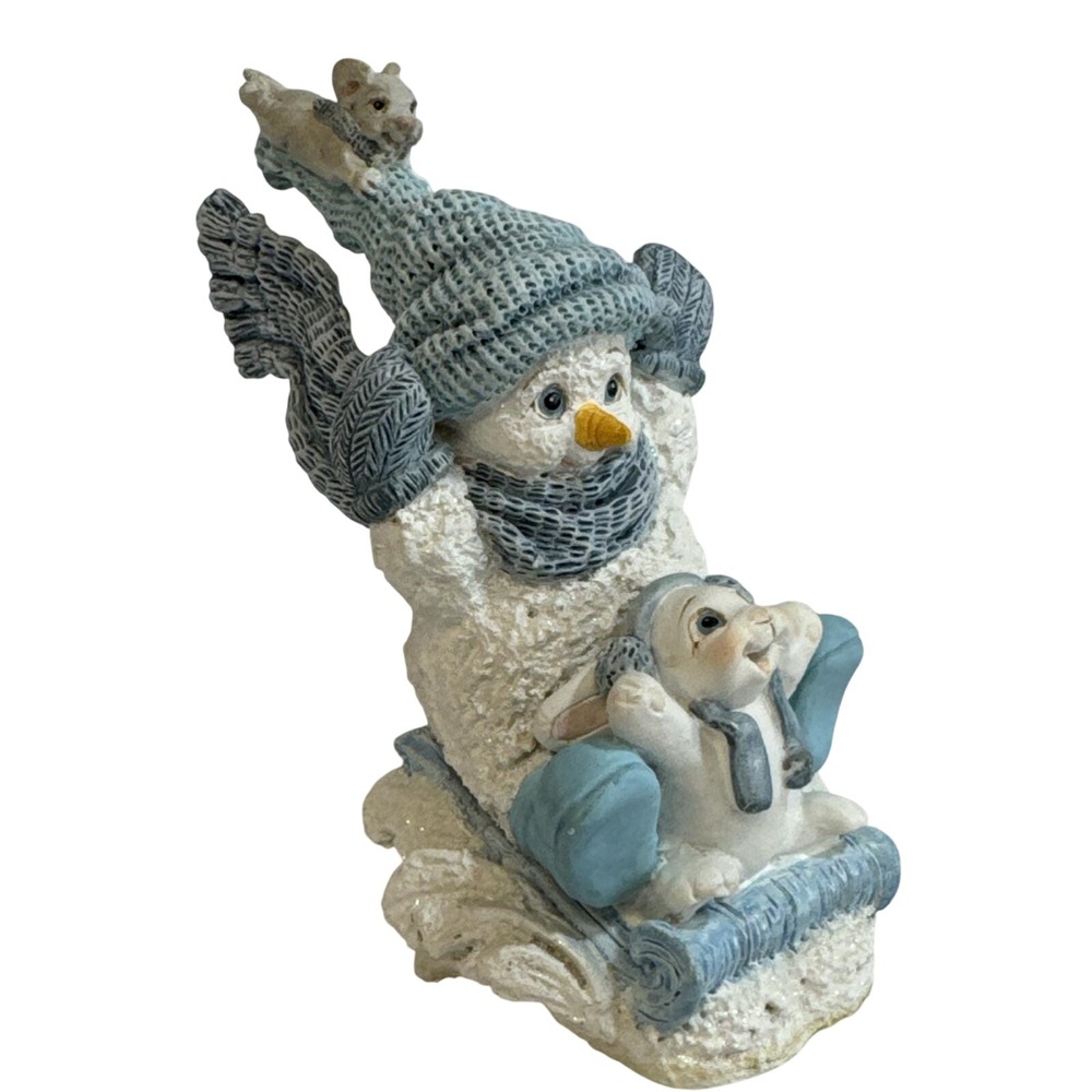 Dreamsicles Northern Lights Slip And Slide Snowman Mouse Rabbit Figurine 60506